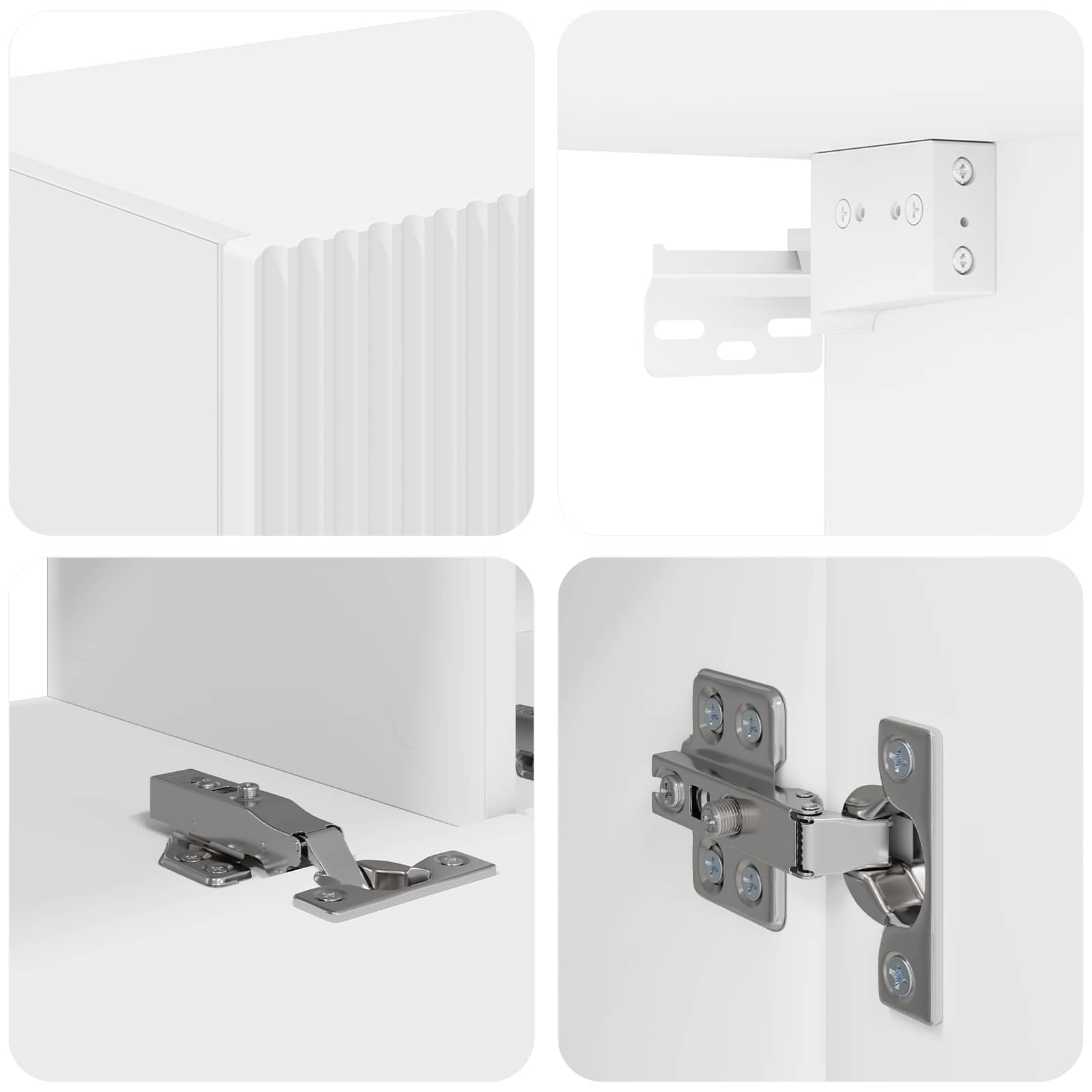 Σετ επίπλου τηλεόρασης Επιτοίχιο 4 pcs Λευκό Επεξεργασμένο ξύλο