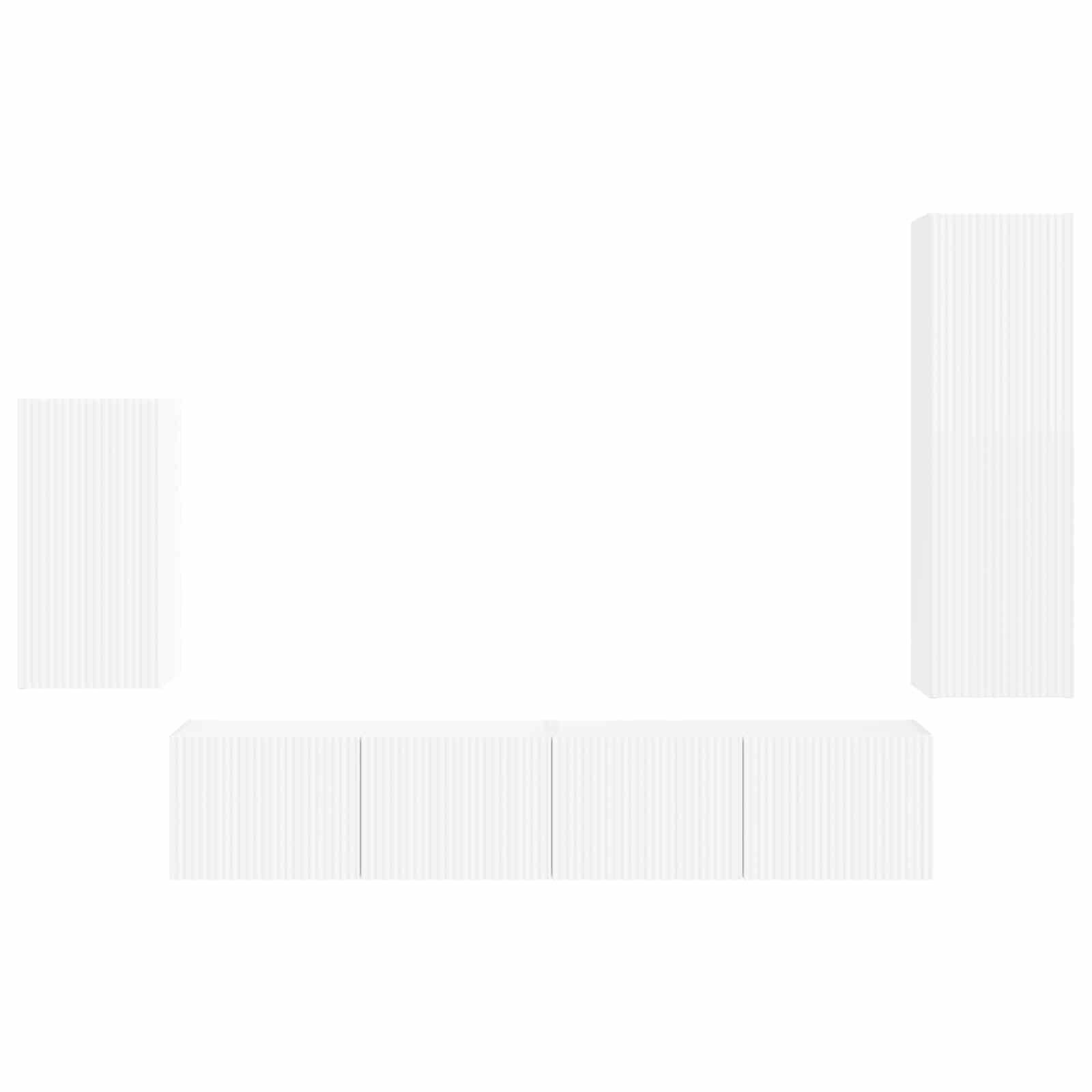 Σετ επίπλου τηλεόρασης Επιτοίχιο 4 pcs Λευκό Επεξεργασμένο ξύλο