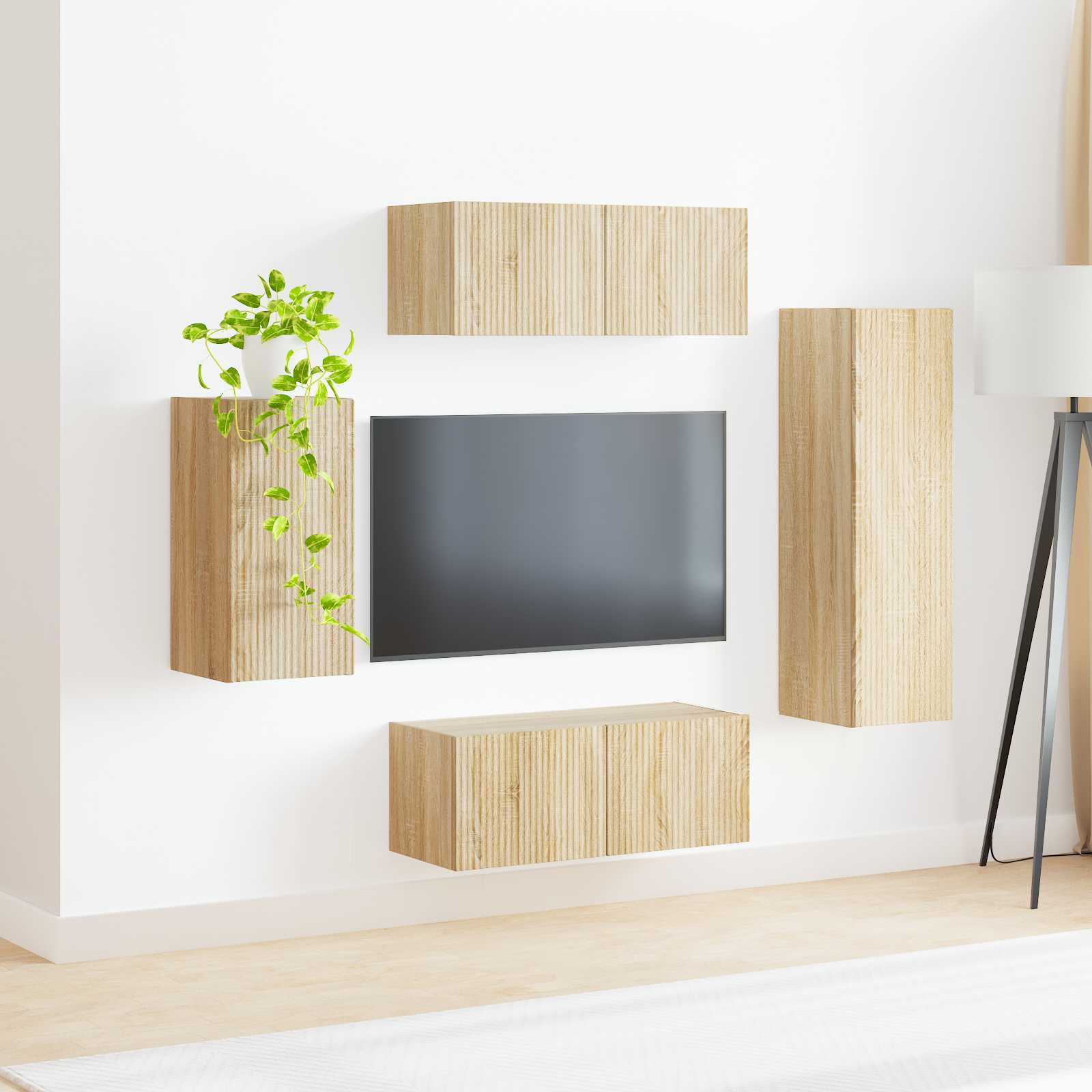 Σετ επίπλου τηλεόρασης 4 pcs Δρύς Sonoma Επεξεργασμένο ξύλο