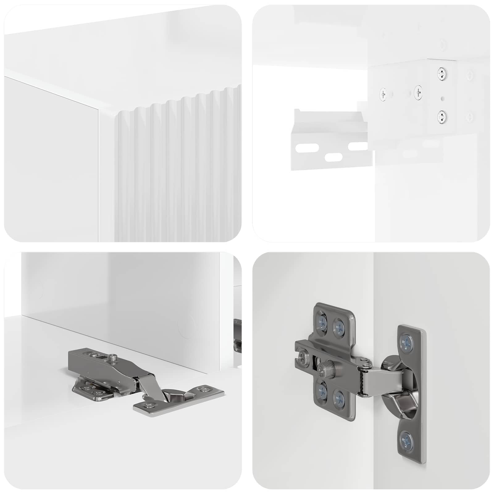 Σετ επίπλου τηλεόρασης Επιτοίχιο 4 pcs Υψηλής γυαλάδας λευκό