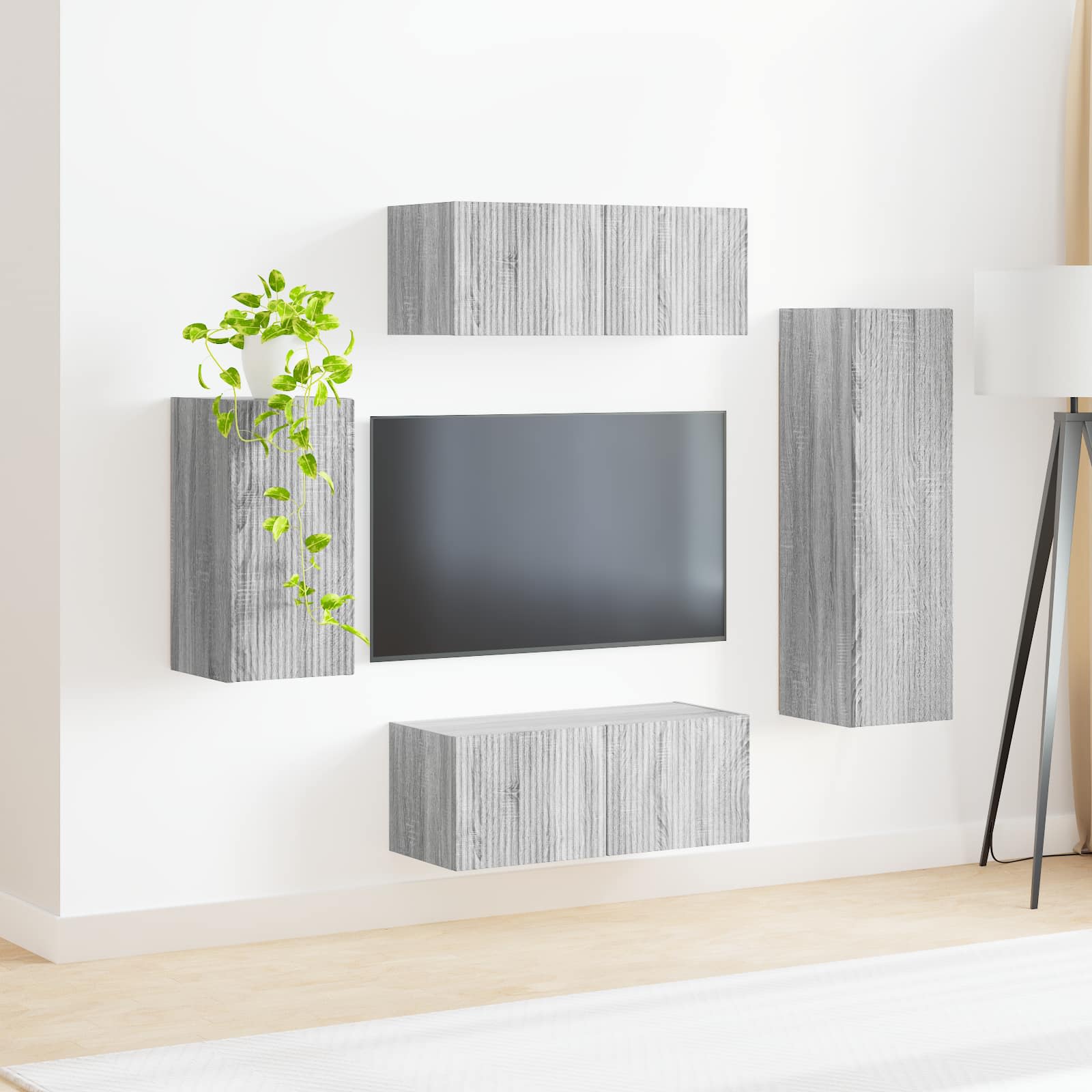 Σετ επίπλου τηλεόρασης 4 pcs Γκρίζο Σονομα Επεξεργασμένο ξύλο