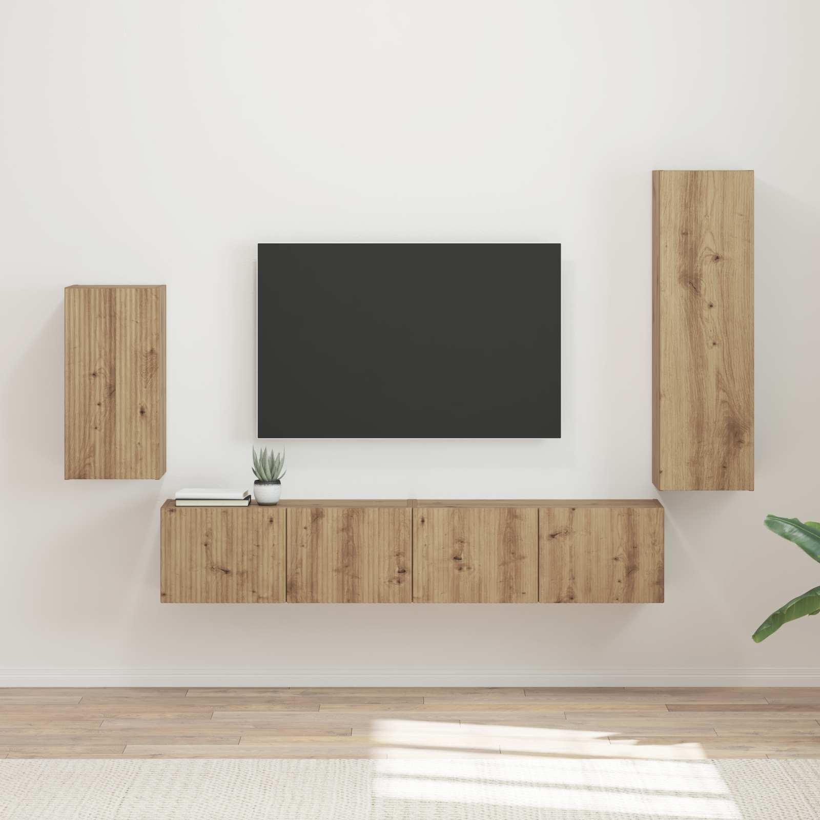 Σετ επίπλου τηλεόρασης 4 pcs Artisan Oak Επεξεργασμένο ξύλο