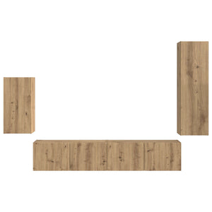 Σετ επίπλου τηλεόρασης 4 τμχ. Artisan Oak Επεξεργασμένο Ξύλο