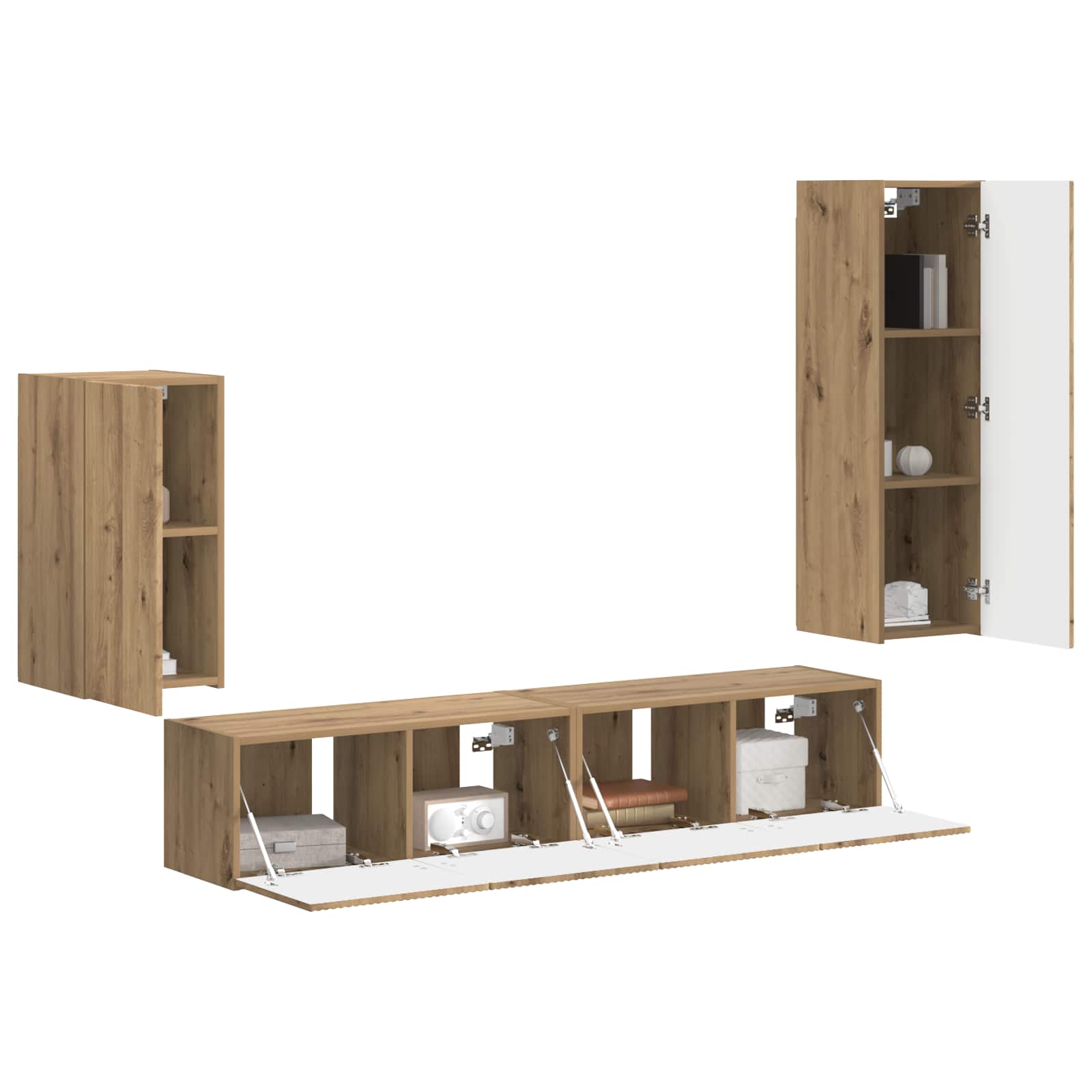 Σετ επίπλου τηλεόρασης 4 pcs Artisan Oak Επεξεργασμένο ξύλο