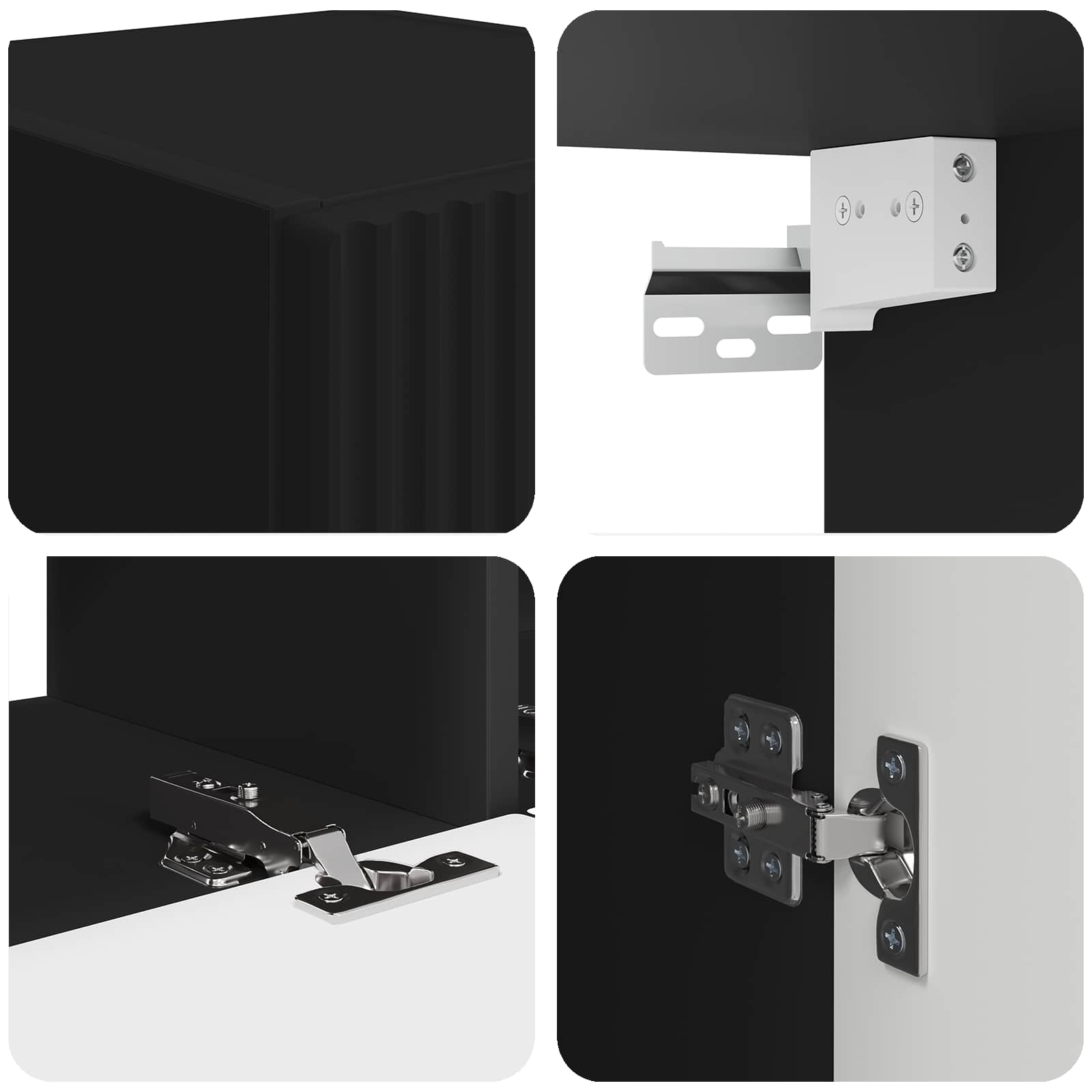 Σετ επίπλου τηλεόρασης Επιτοίχιο 3 pcs Μαύρο Επεξεργασμένο ξύλο