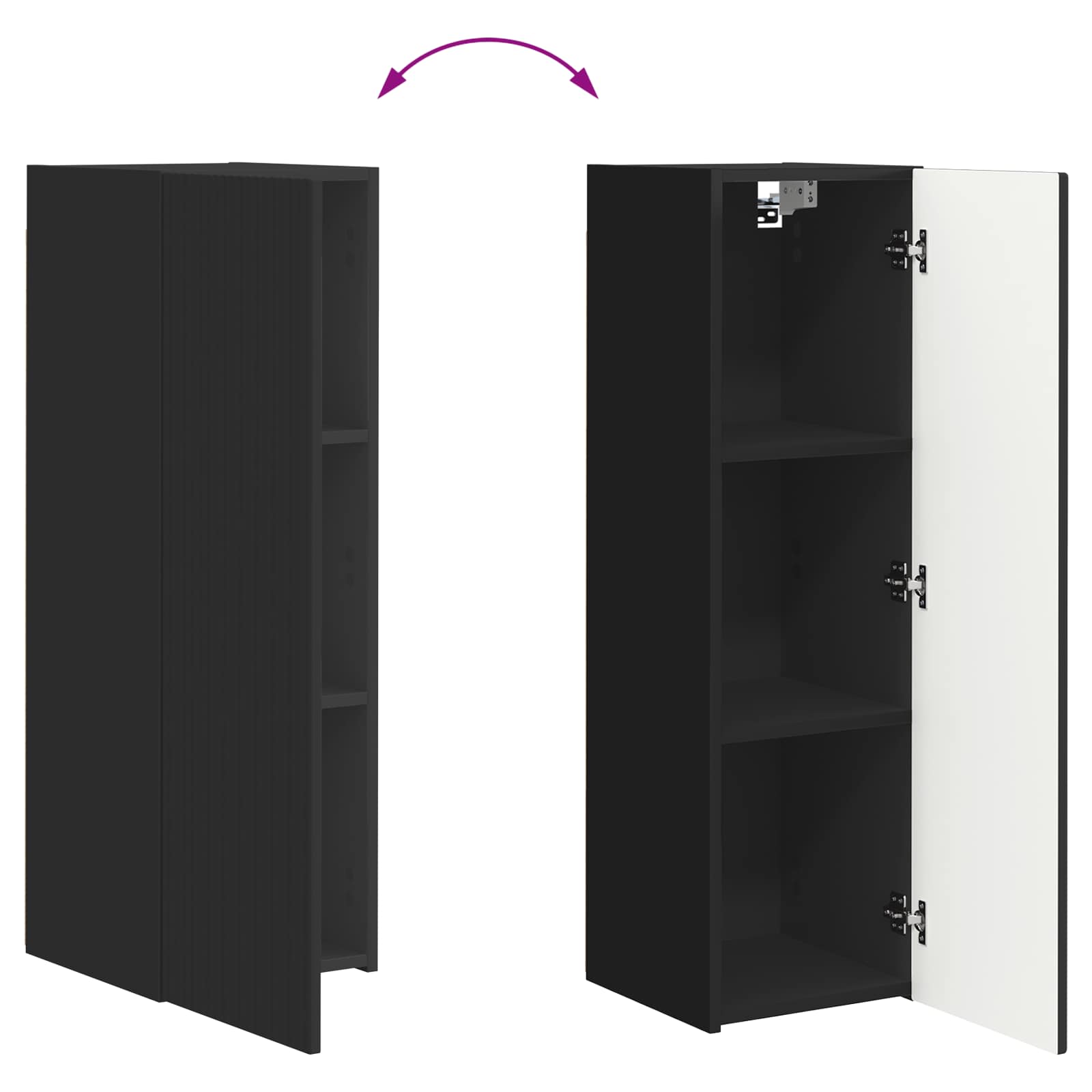 Σετ επίπλου τηλεόρασης Επιτοίχιο 4 pcs Μαύρο Επεξεργασμένο ξύλο