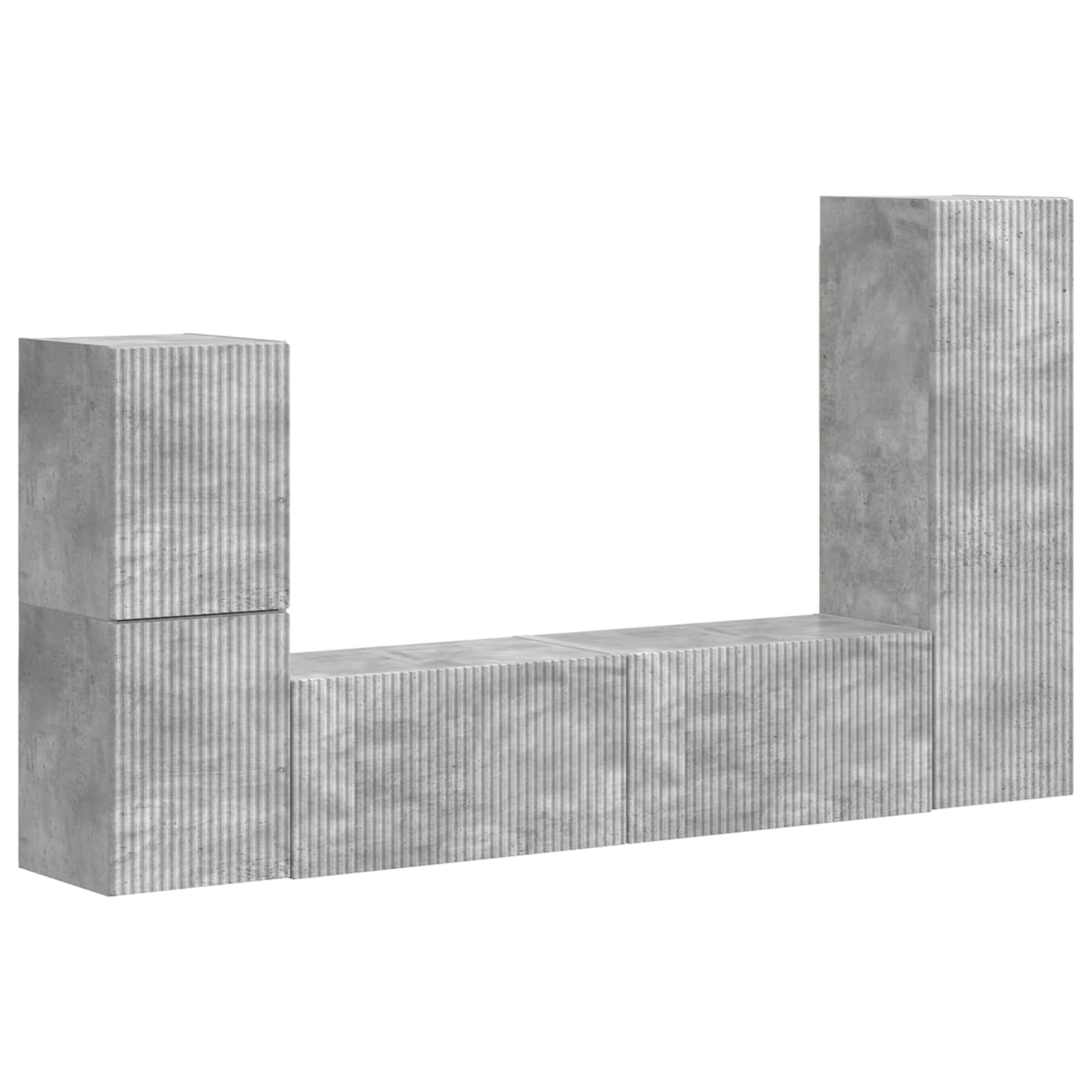 Σετ επίπλου τηλεόρασης 4 pcs Σκυρόδεμα Γκρι Επεξεργασμένο ξύλο