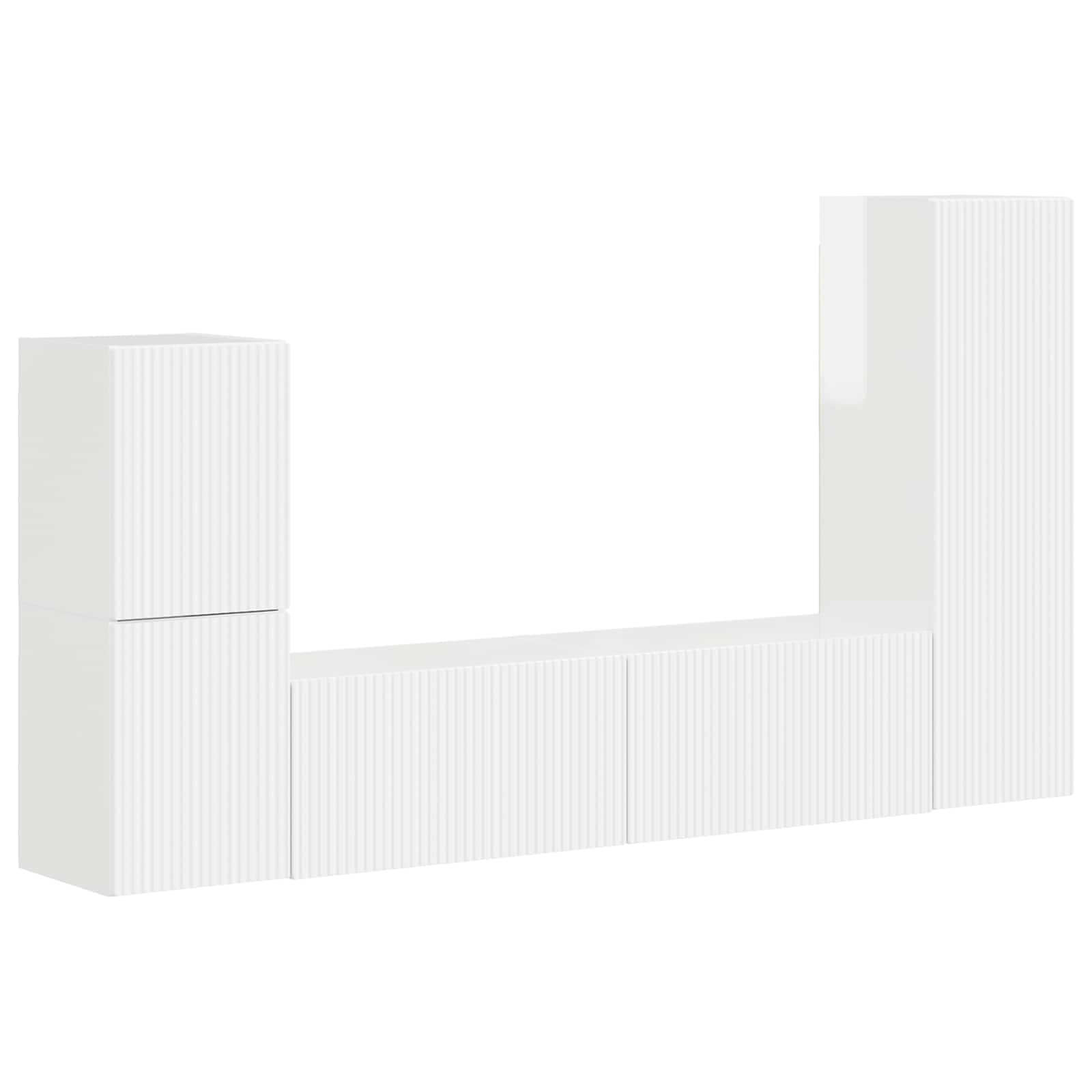 Σετ επίπλου τηλεόρασης Επιτοίχιο 4 pcs Υψηλής γυαλάδας λευκό