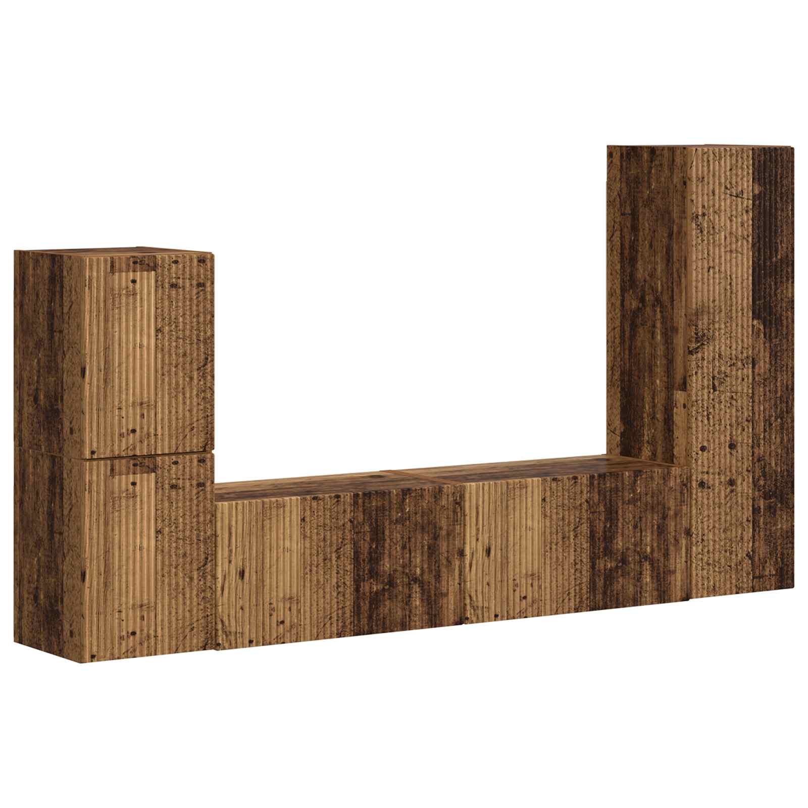 Σετ επίπλου τηλεόρασης 4 pcs Παλιό ξύλο Επεξεργασμένο ξύλο