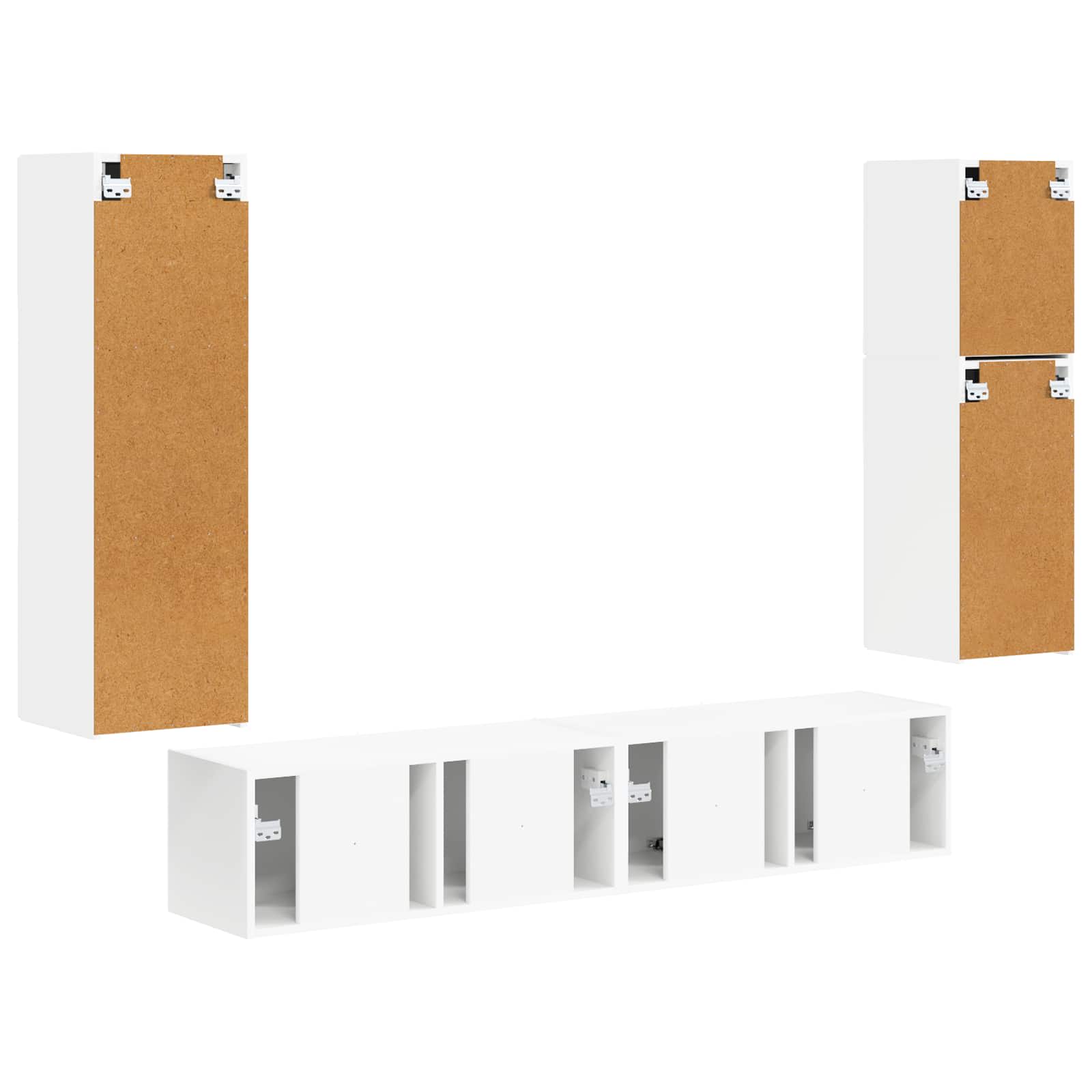 Σετ επίπλου τηλεόρασης Επιτοίχιο 4 pcs Λευκό Επεξεργασμένο ξύλο