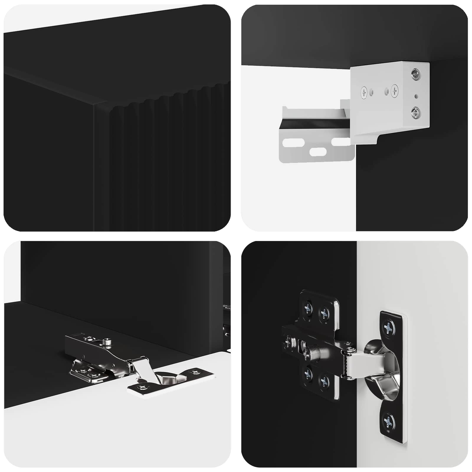 Σετ επίπλου τηλεόρασης Επιτοίχιο 4 pcs Μαύρο Επεξεργασμένο ξύλο