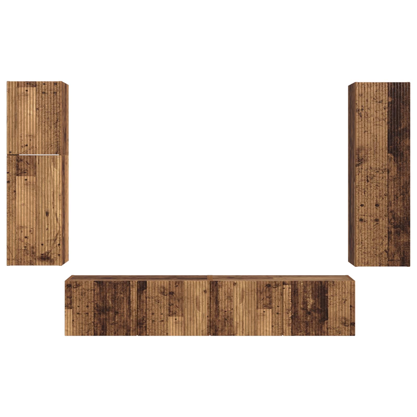 Σετ επίπλου τηλεόρασης 4 pcs Παλιό ξύλο Επεξεργασμένο ξύλο