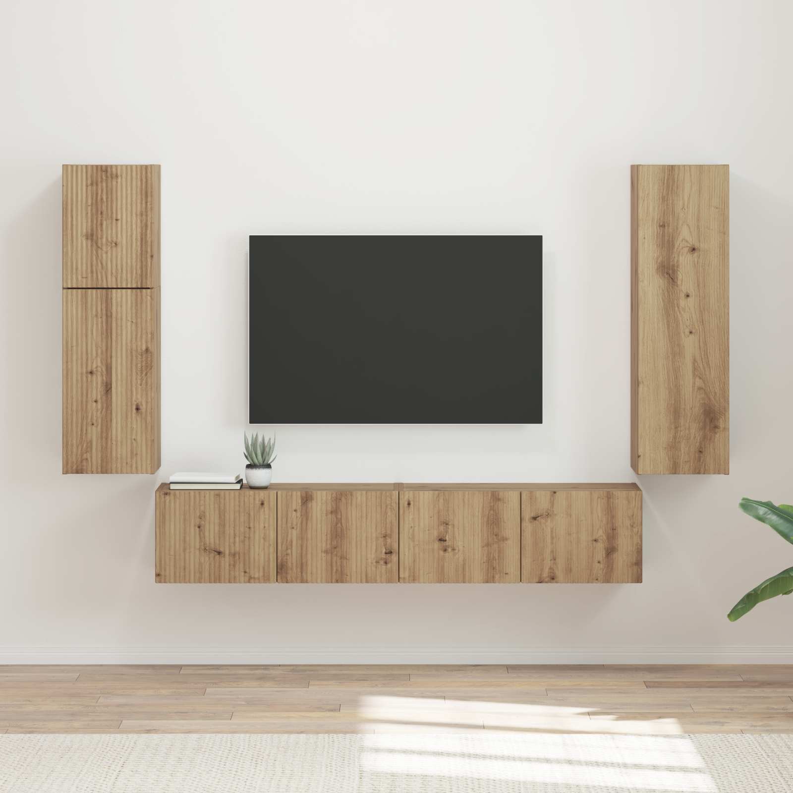 Σετ επίπλου τηλεόρασης 4 pcs Artisan Oak Επεξεργασμένο ξύλο