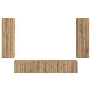 Σετ επίπλου τηλεόρασης 4 τμχ. Artisan Oak Επεξεργασμένο Ξύλο