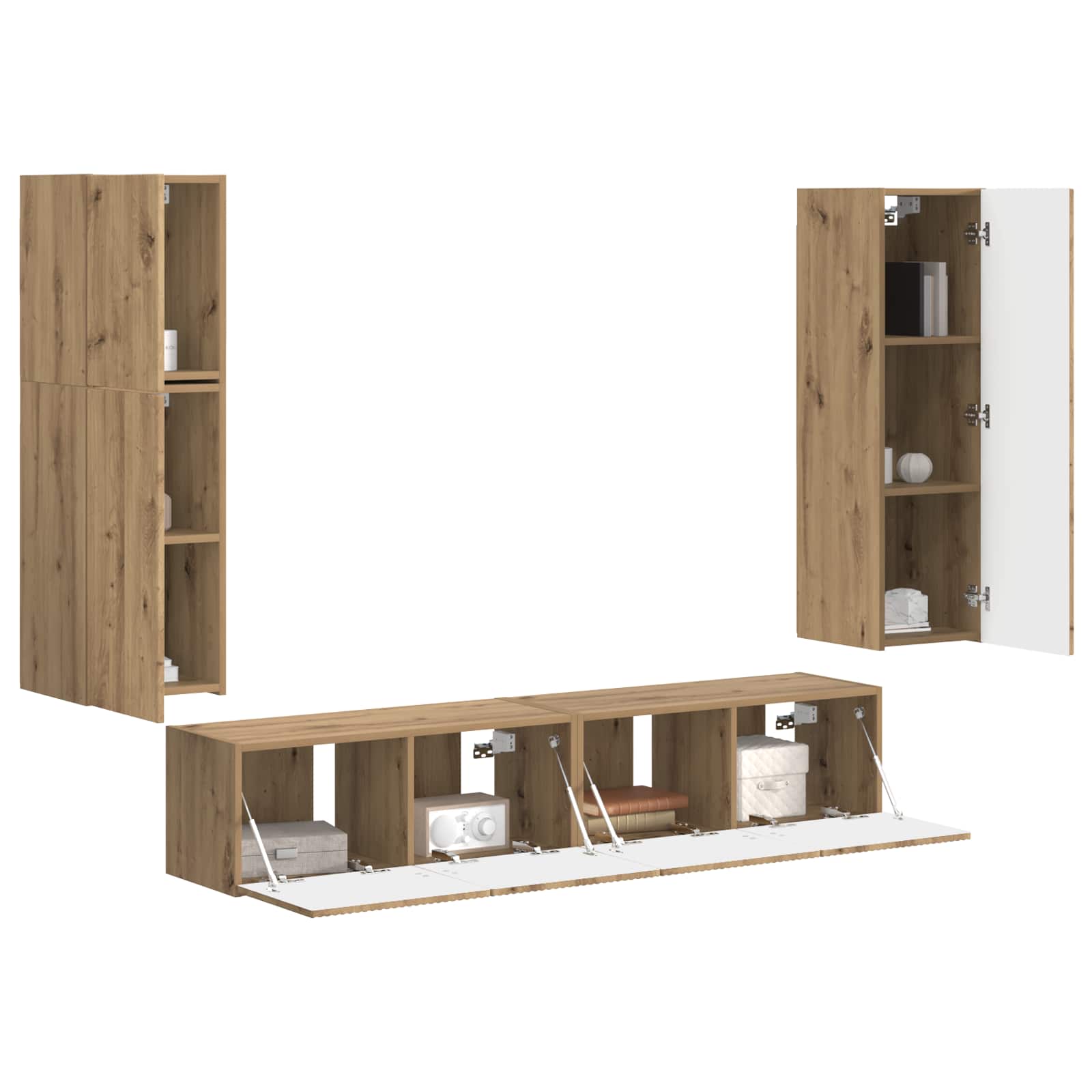 Σετ επίπλου τηλεόρασης 4 pcs Artisan Oak Επεξεργασμένο ξύλο