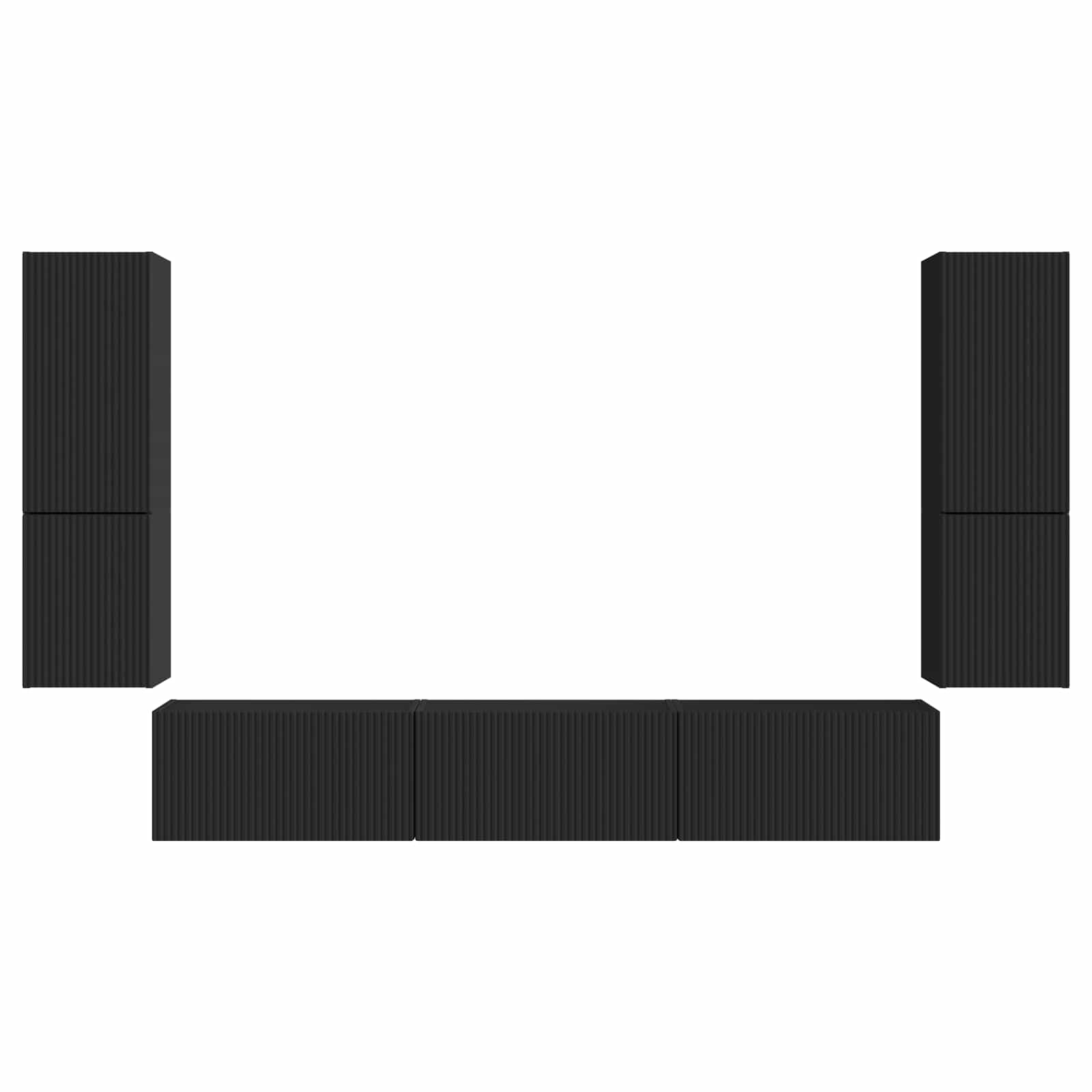 Σετ επίπλου τηλεόρασης Επιτοίχιο 4 pcs Μαύρο Επεξεργασμένο ξύλο