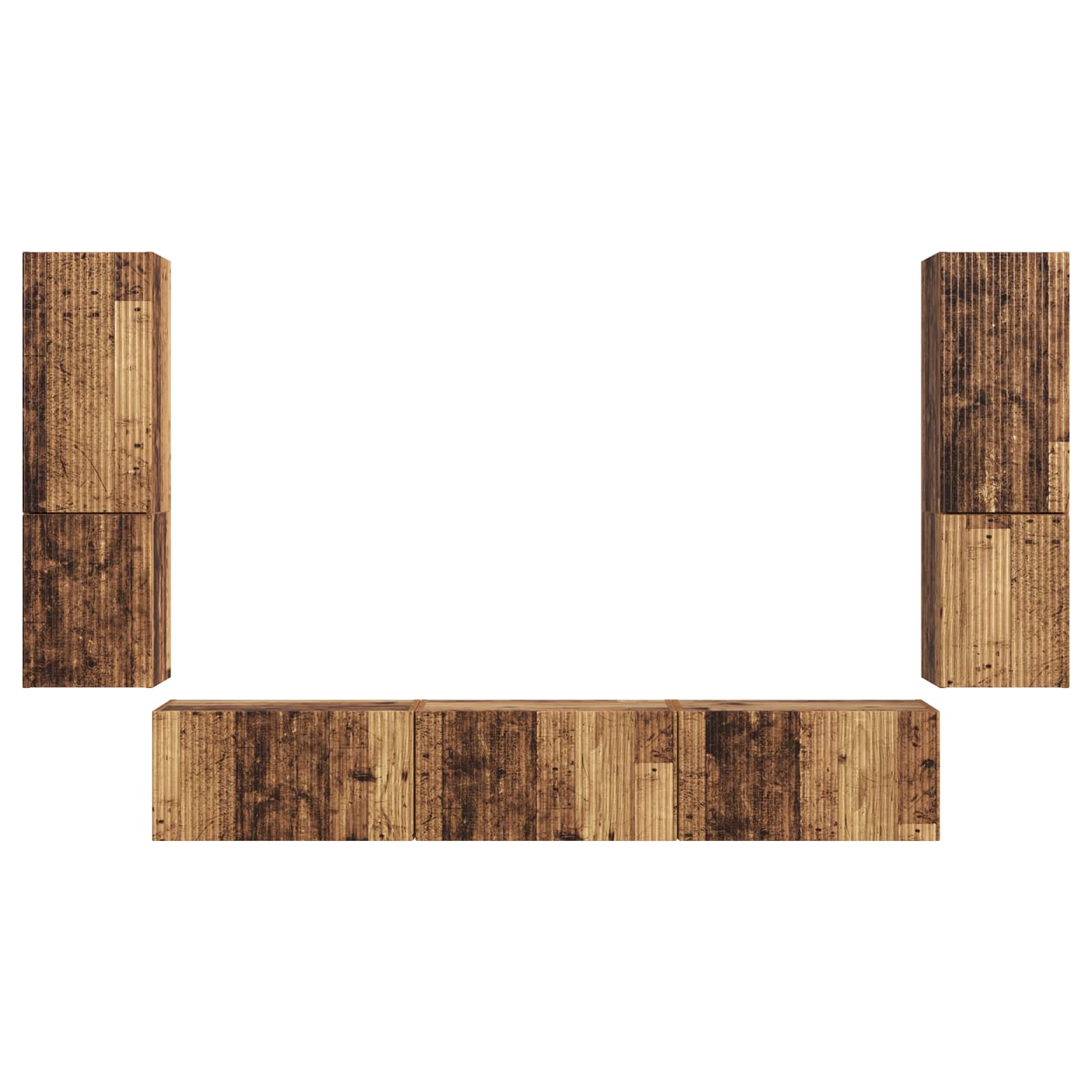 Σετ επίπλου τηλεόρασης 4 pcs Παλιό ξύλο Επεξεργασμένο ξύλο