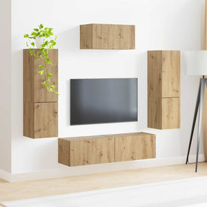 Σετ επίπλου τηλεόρασης 4 pcs Artisan Oak Επεξεργασμένο ξύλο - Pakobazaar