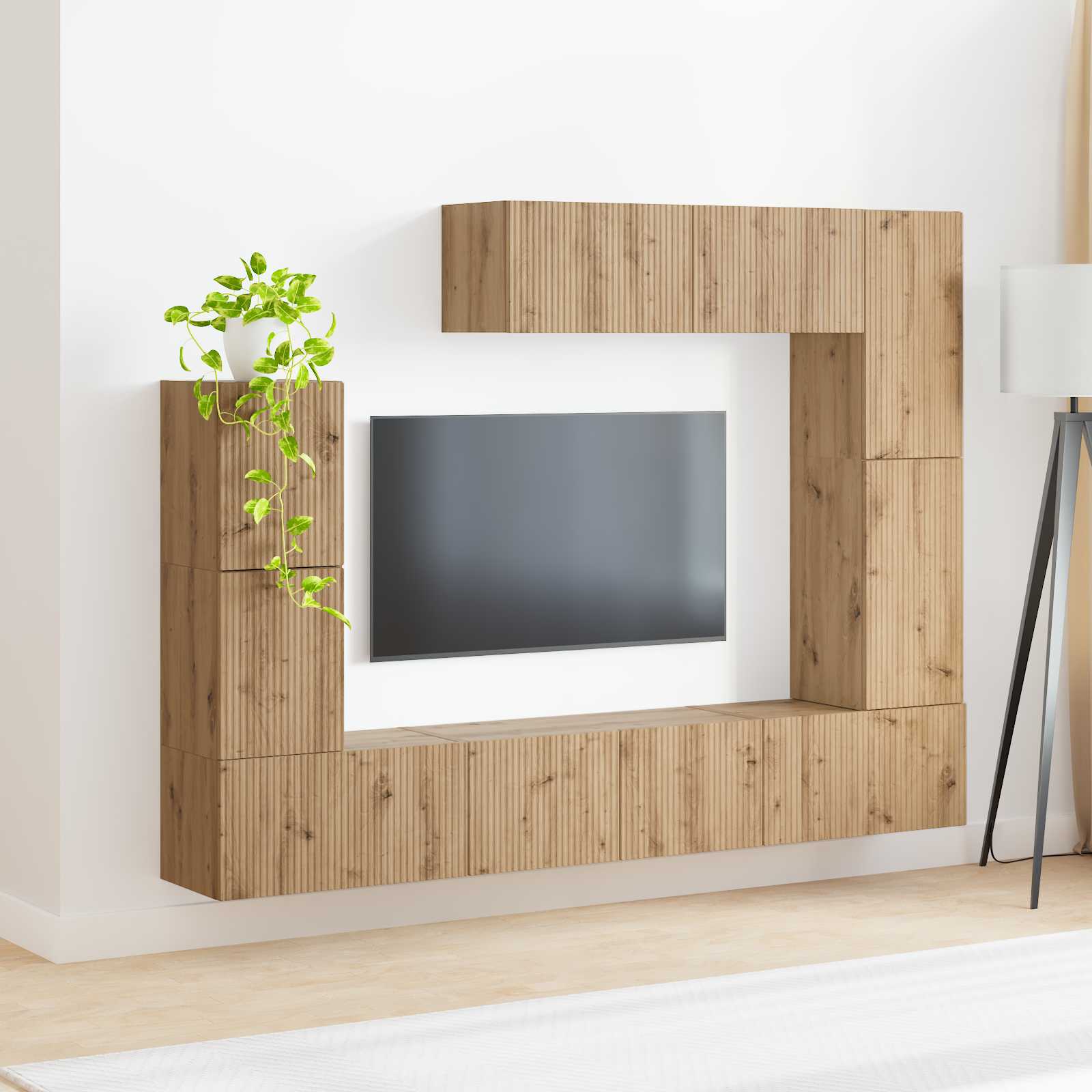 Σετ επίπλου τηλεόρασης 5 pcs Artisan Oak Επεξεργασμένο ξύλο