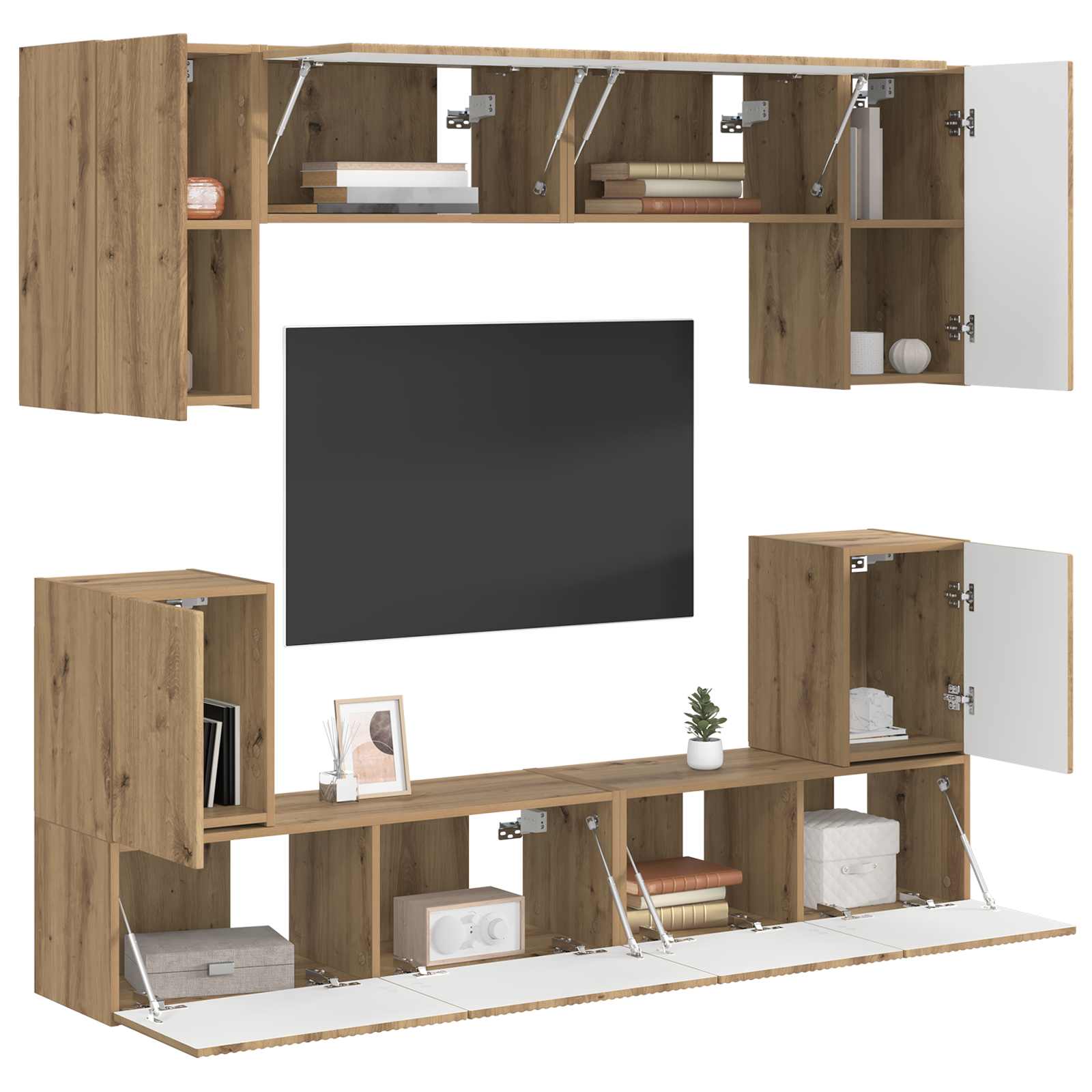 Σετ επίπλου τηλεόρασης 5 pcs Artisan Oak Επεξεργασμένο ξύλο