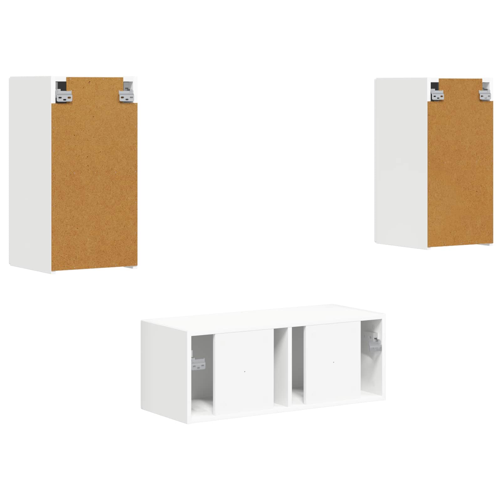 Σετ επίπλου τηλεόρασης Επιτοίχιο 6 pcs Λευκό Επεξεργασμένο ξύλο