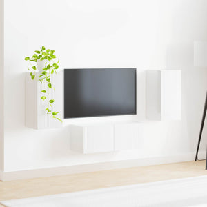 Σετ επίπλου τηλεόρασης 6 τμχ. Υψηλής γυαλάδας λευκό