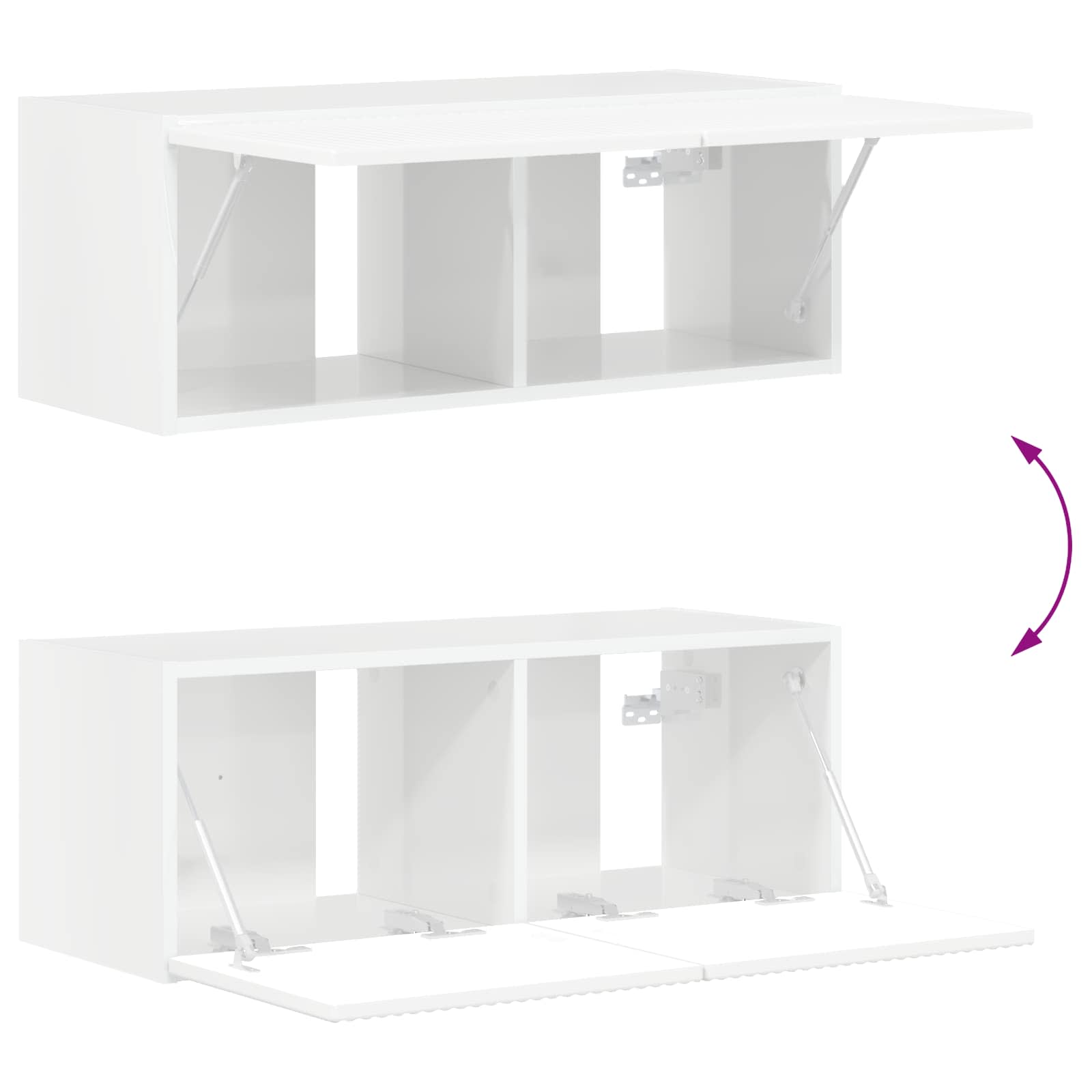 Σετ επίπλου τηλεόρασης Επιτοίχιο 6 pcs Υψηλής γυαλάδας λευκό - Pakobazaar