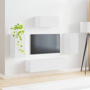 Σετ επίπλου τηλεόρασης 5 τμχ. Λευκό Επεξεργασμένο Ξύλο