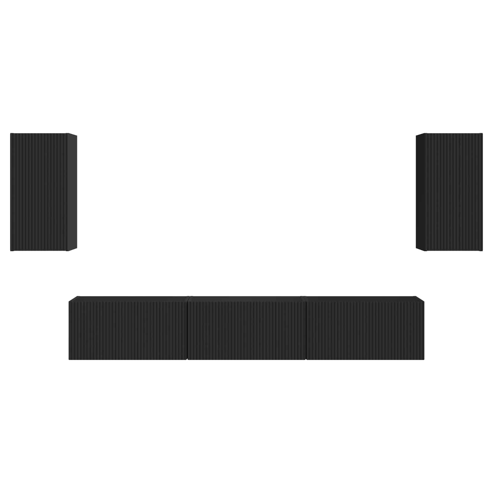 Σετ επίπλου τηλεόρασης Επιτοίχιο 5 pcs Μαύρο Επεξεργασμένο ξύλο