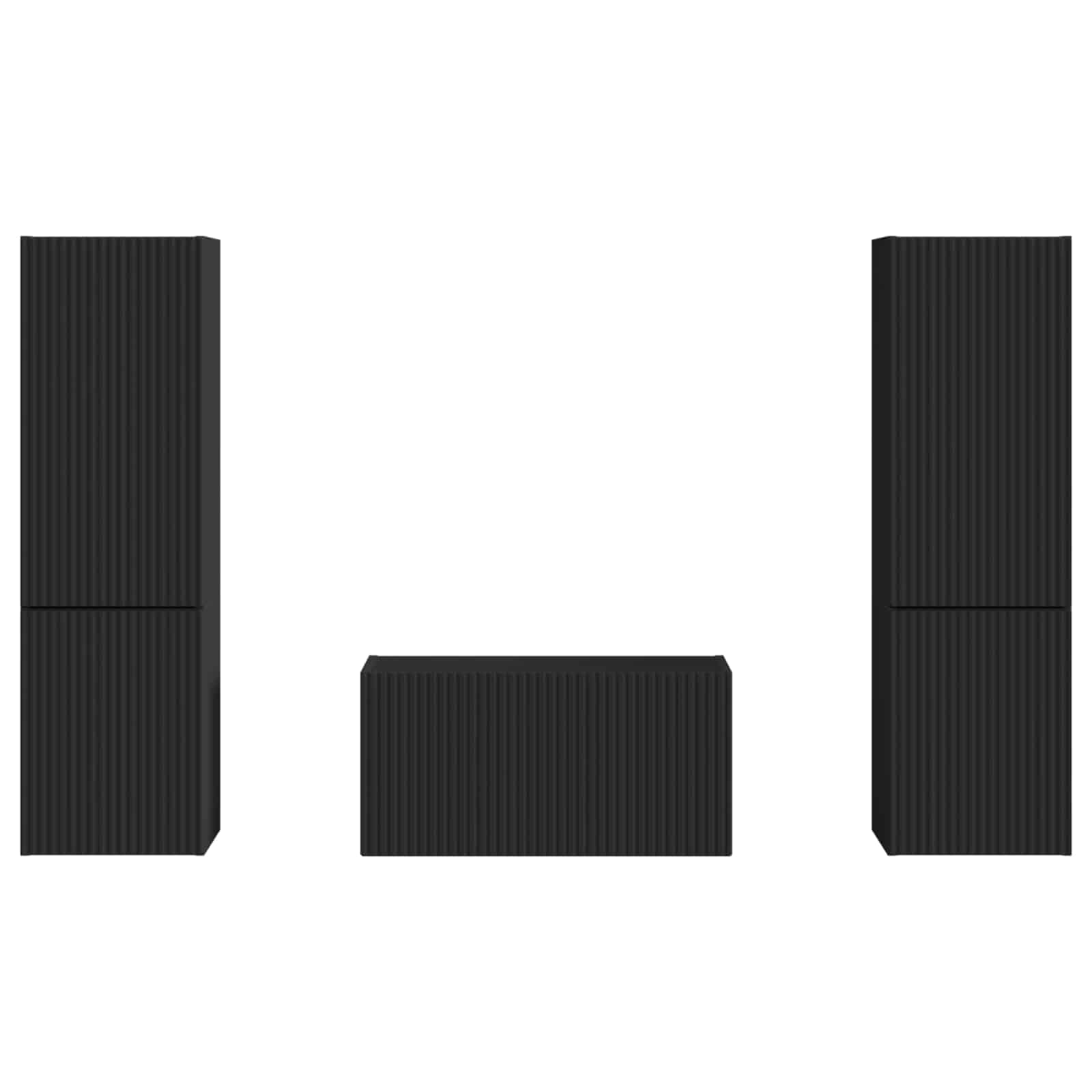 Σετ επίπλου τηλεόρασης 5 pcs Μαύρο Επεξεργασμένο ξύλο