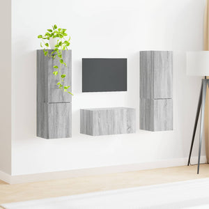 Σετ επίπλου τηλεόρασης 5 τμχ. Γκρίζο Σονομα Επεξεργασμένο Ξύλο