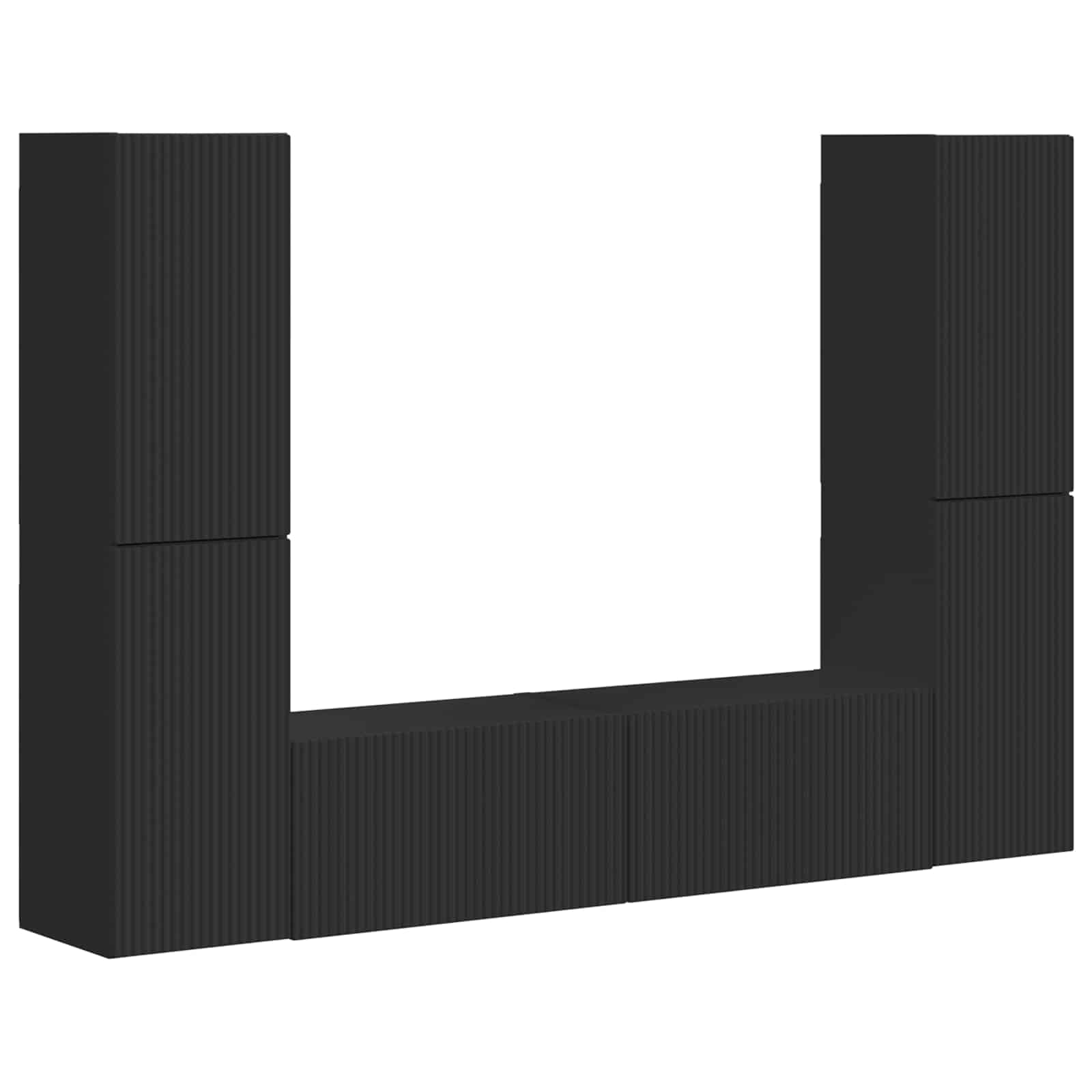 Σετ επίπλου τηλεόρασης 6 pcs Μαύρο Επεξεργασμένο ξύλο