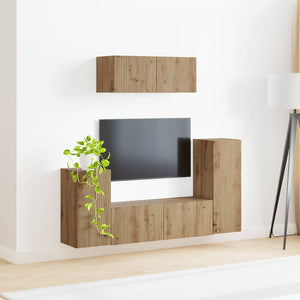 Σετ επίπλου τηλεόρασης 4 pcs Artisan Oak Επεξεργασμένο ξύλο - Pakobazaar