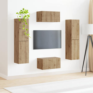 Σετ επίπλου τηλεόρασης 6 τμχ. Artisan Oak Επεξεργασμένο Ξύλο