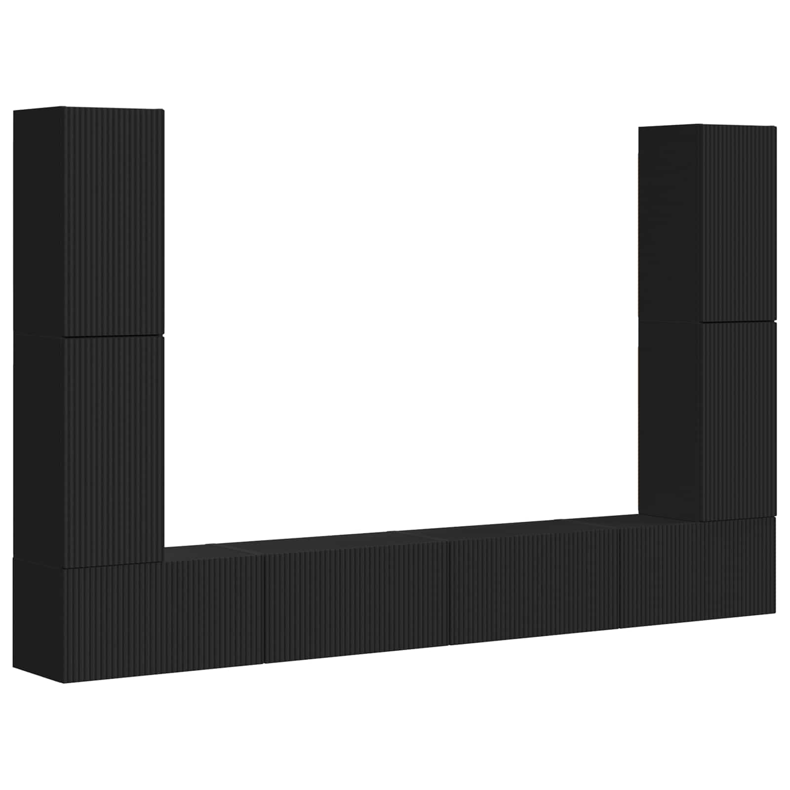 Σετ επίπλου τηλεόρασης 8 pcs Μαύρο Επεξεργασμένο ξύλο