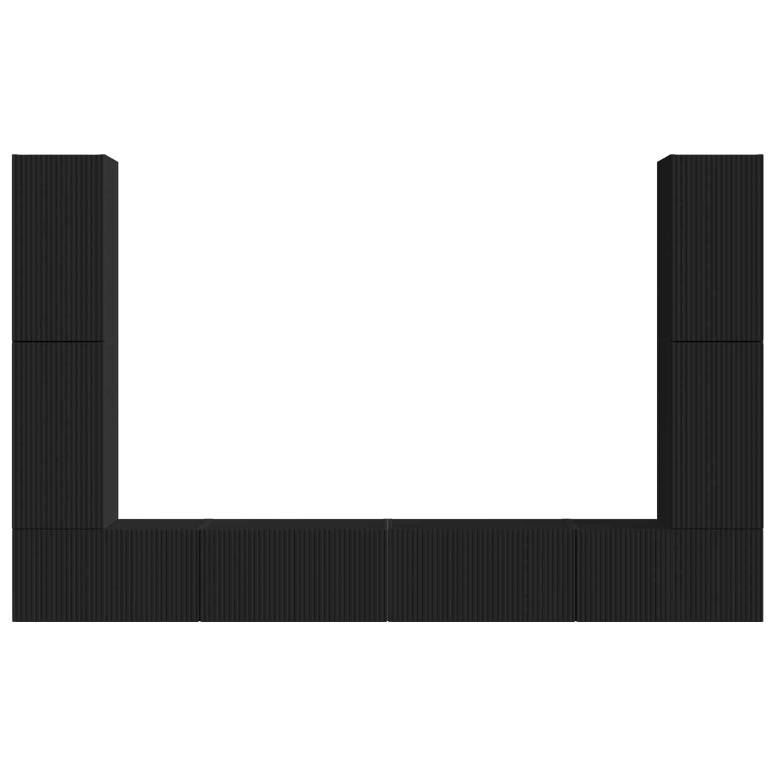 Σετ επίπλου τηλεόρασης 8 pcs Μαύρο Επεξεργασμένο ξύλο