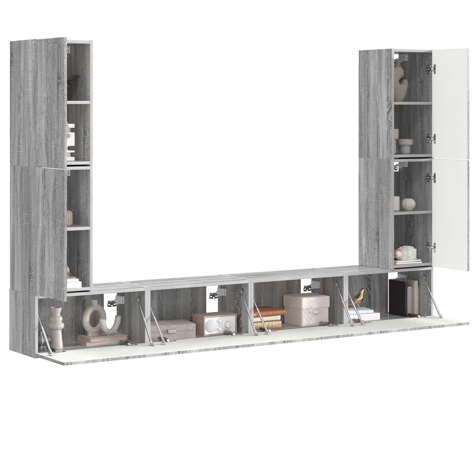 Σετ επίπλου τηλεόρασης 8 pcs Γκρίζο Σονομα Επεξεργασμένο ξύλο