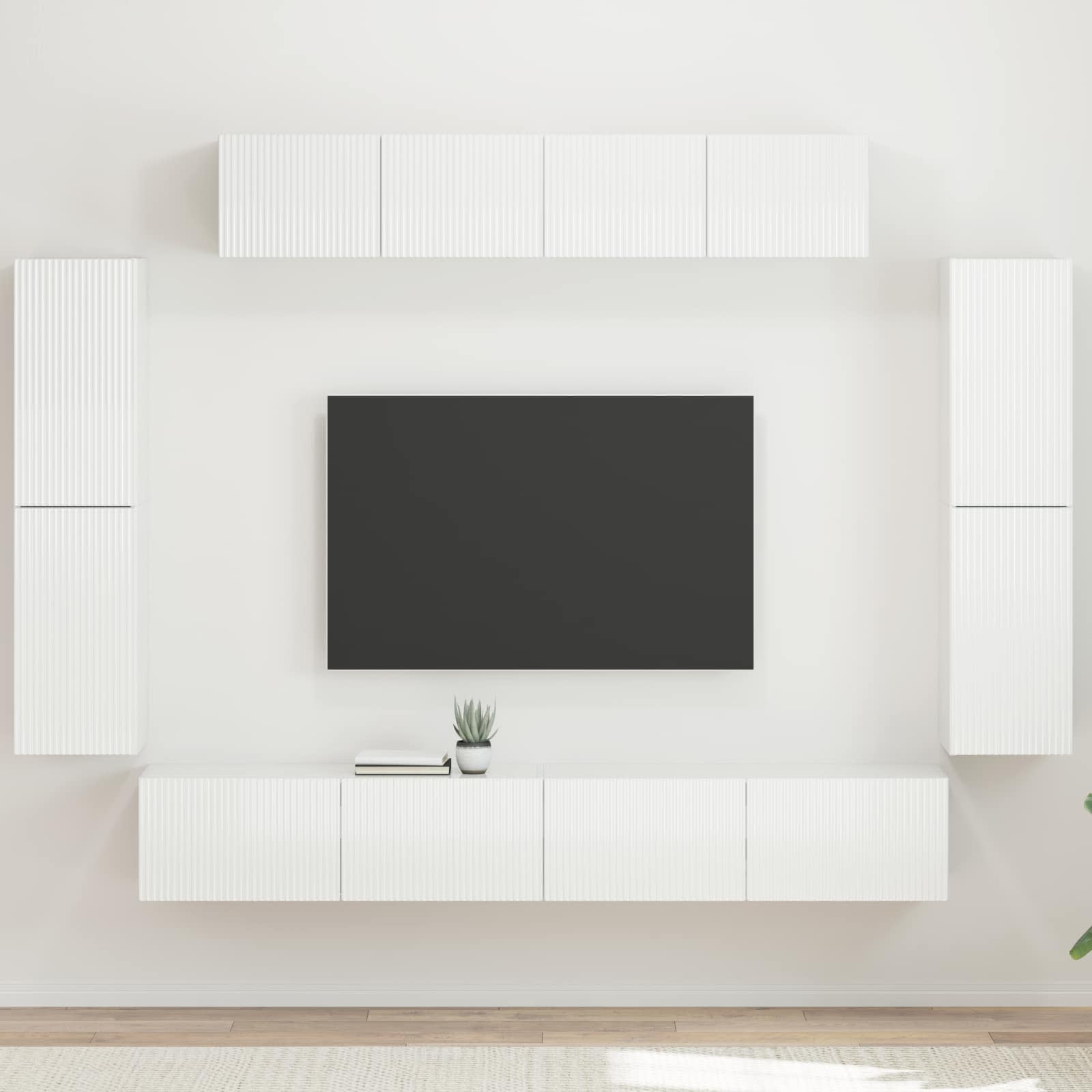 Ντουλάπι TV 8 pcs Υψηλής γυαλάδας λευκό