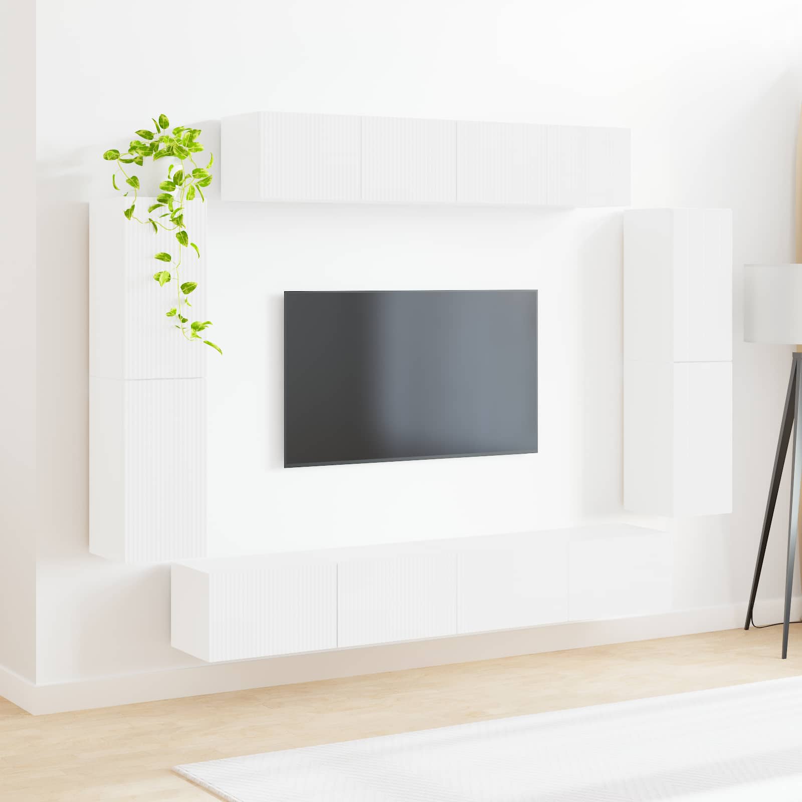 Ντουλάπι TV 8 pcs Υψηλής γυαλάδας λευκό
