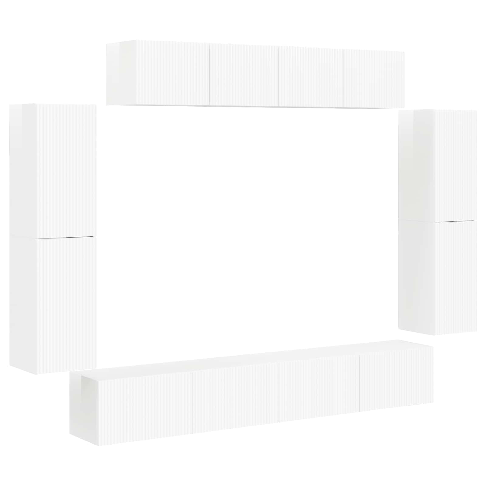 Ντουλάπι TV 8 pcs Υψηλής γυαλάδας λευκό