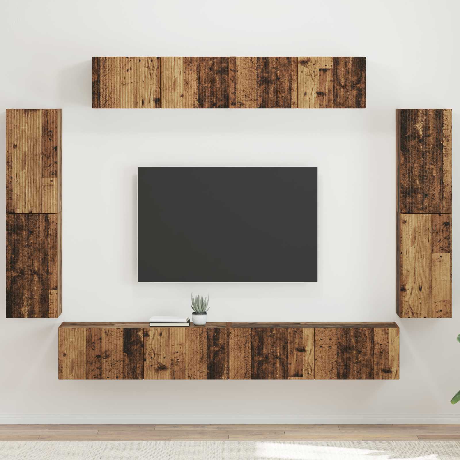 Ντουλάπι TV 8 pcs Παλιό ξύλο
