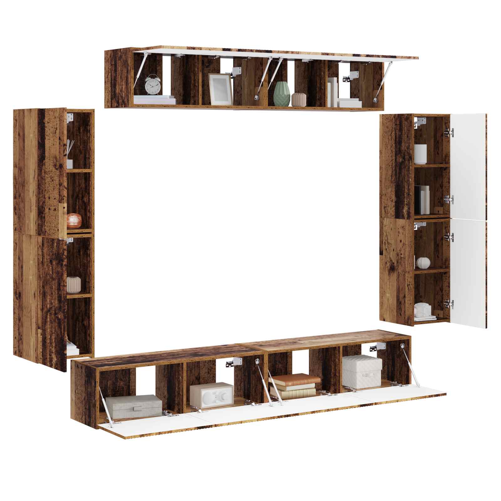 Ντουλάπι TV 8 pcs Παλιό ξύλο