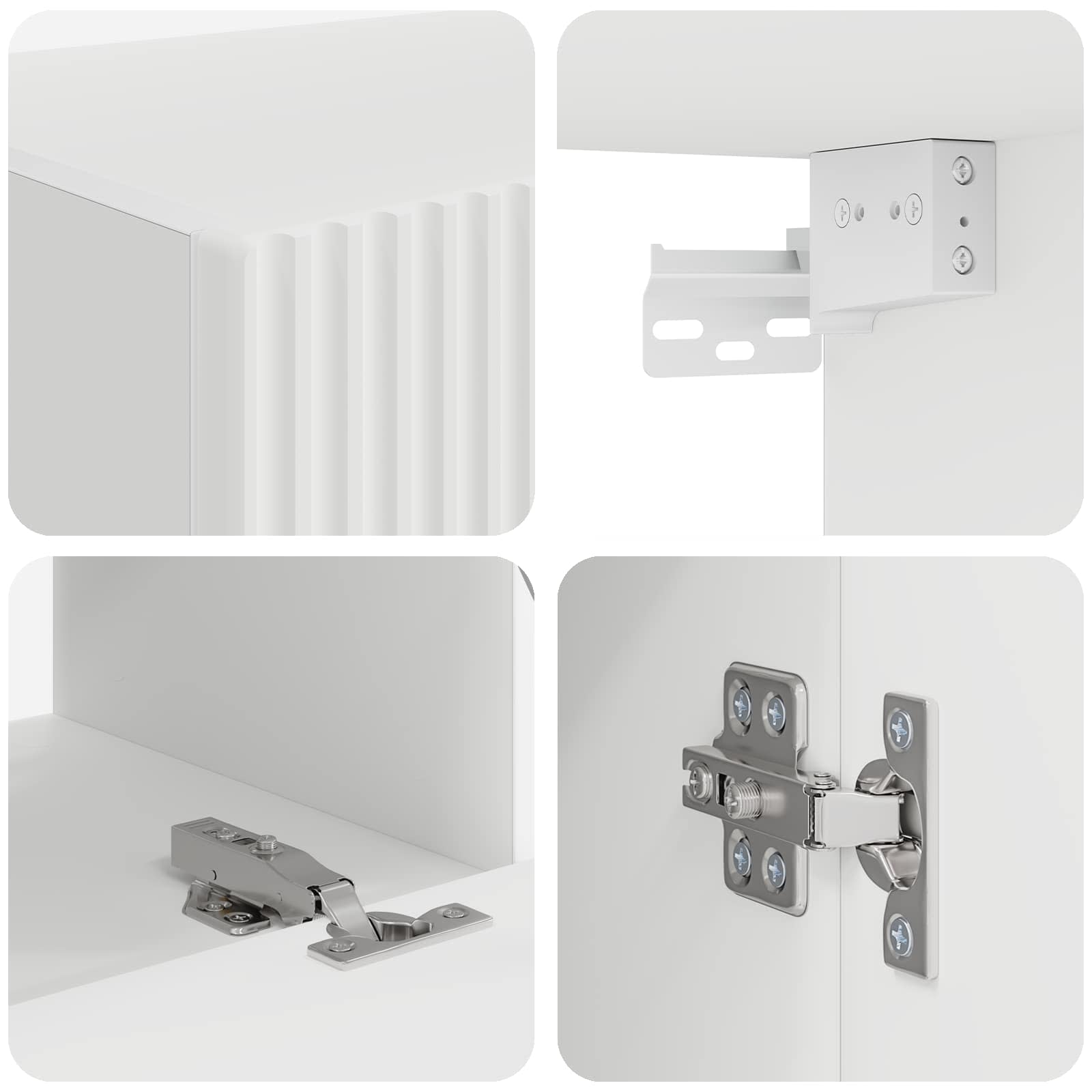 Σετ επίπλου τηλεόρασης 4 pcs Λευκό Επεξεργασμένο ξύλο