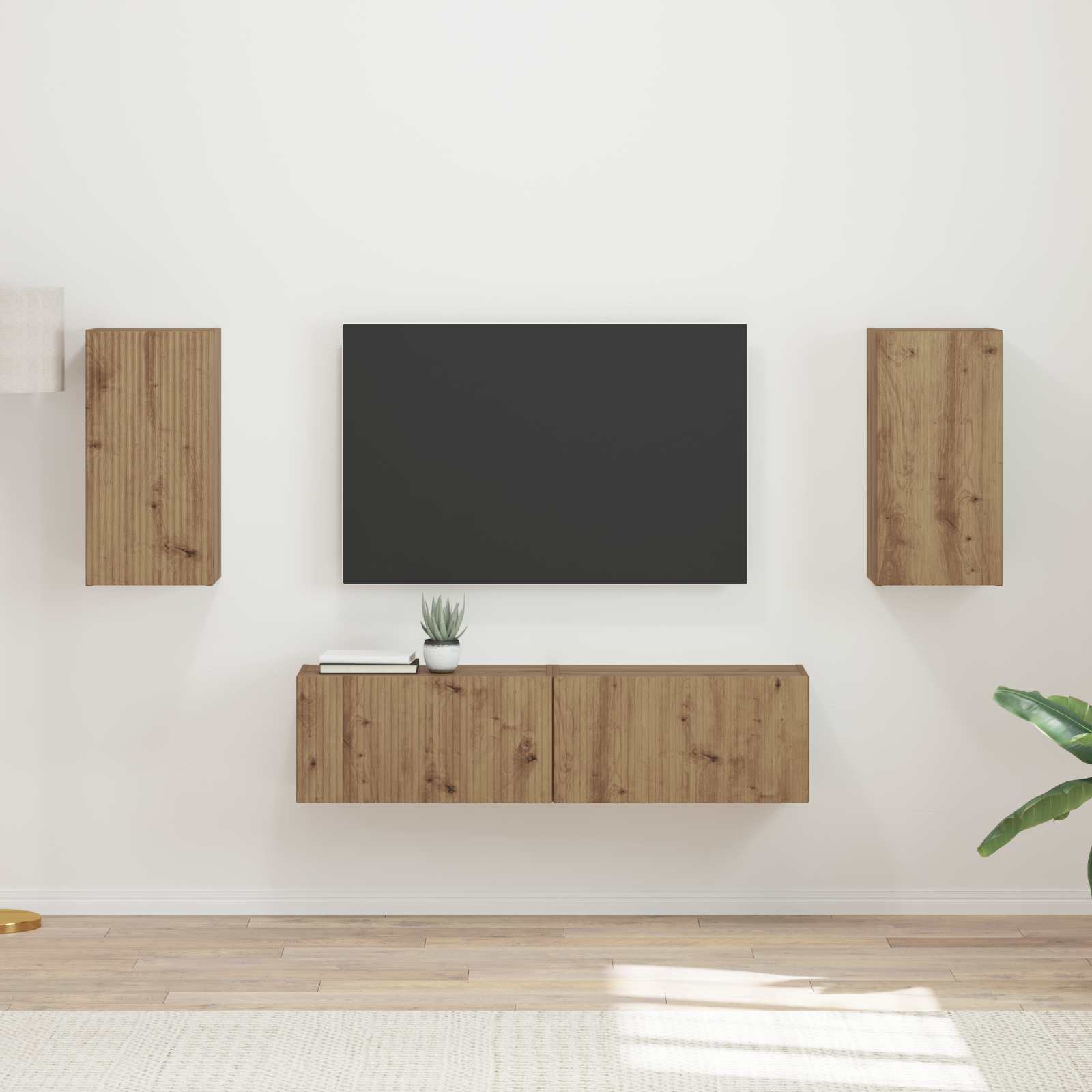 Σετ επίπλου τηλεόρασης 4 pcs Artisan Oak Επεξεργασμένο ξύλο