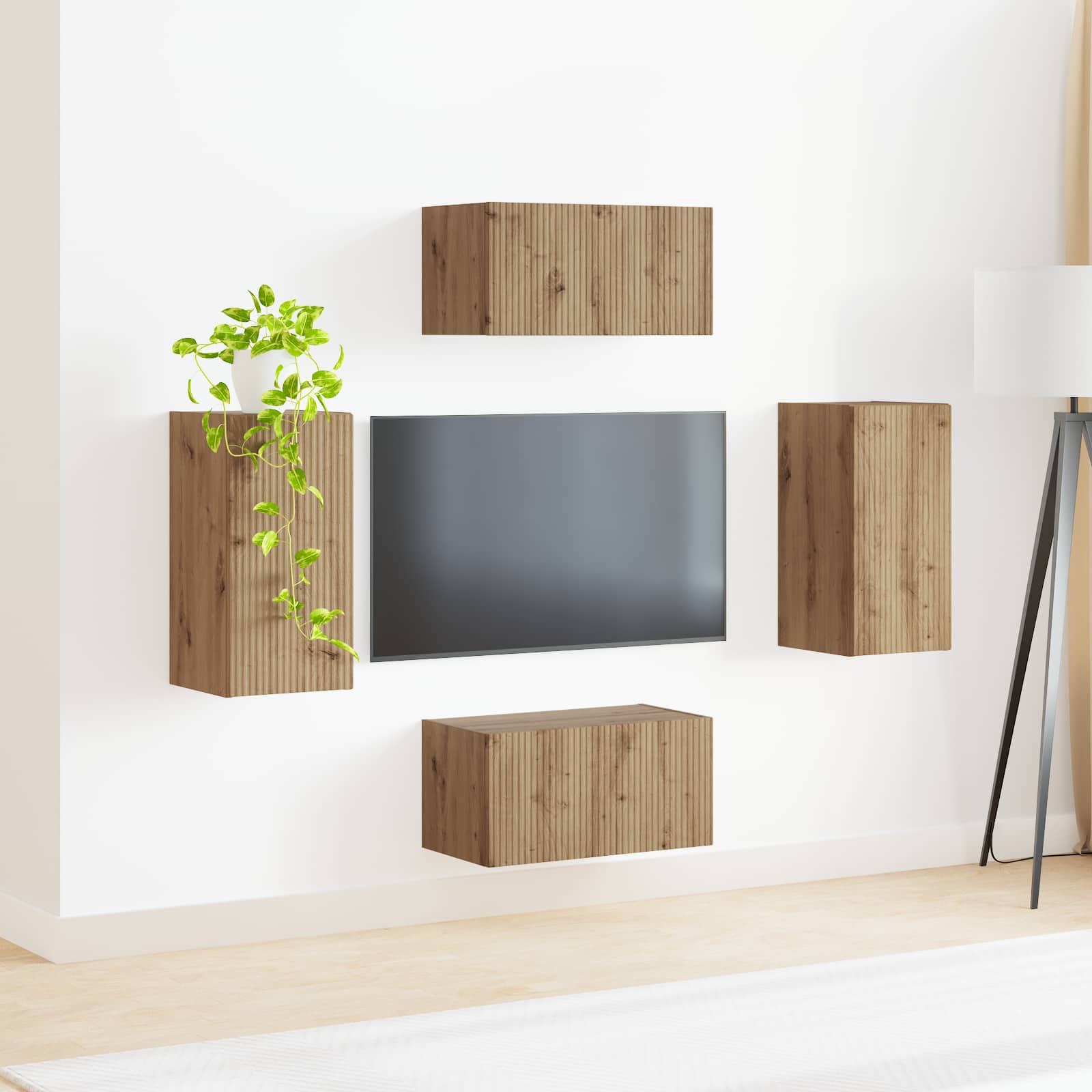 Σετ επίπλου τηλεόρασης 4 pcs Artisan Oak Επεξεργασμένο ξύλο
