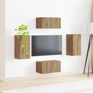 Σετ επίπλου τηλεόρασης 4 τμχ. Artisan Oak Επεξεργασμένο Ξύλο