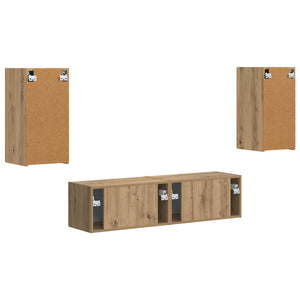 Σετ επίπλου τηλεόρασης 4 τμχ. Artisan Oak Επεξεργασμένο Ξύλο