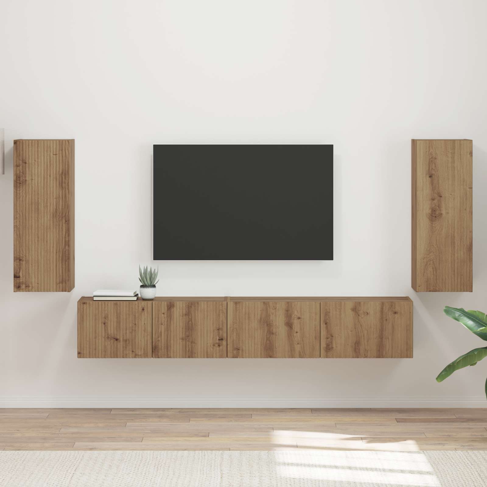 Σετ επίπλου τηλεόρασης 4 pcs Artisan Oak Επεξεργασμένο ξύλο