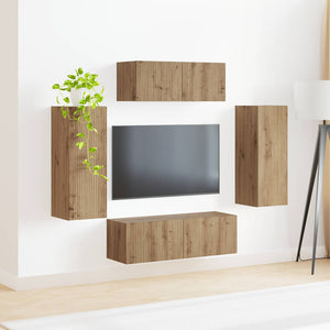Σετ επίπλου τηλεόρασης 4 pcs Artisan Oak Επεξεργασμένο ξύλο - Pakobazaar