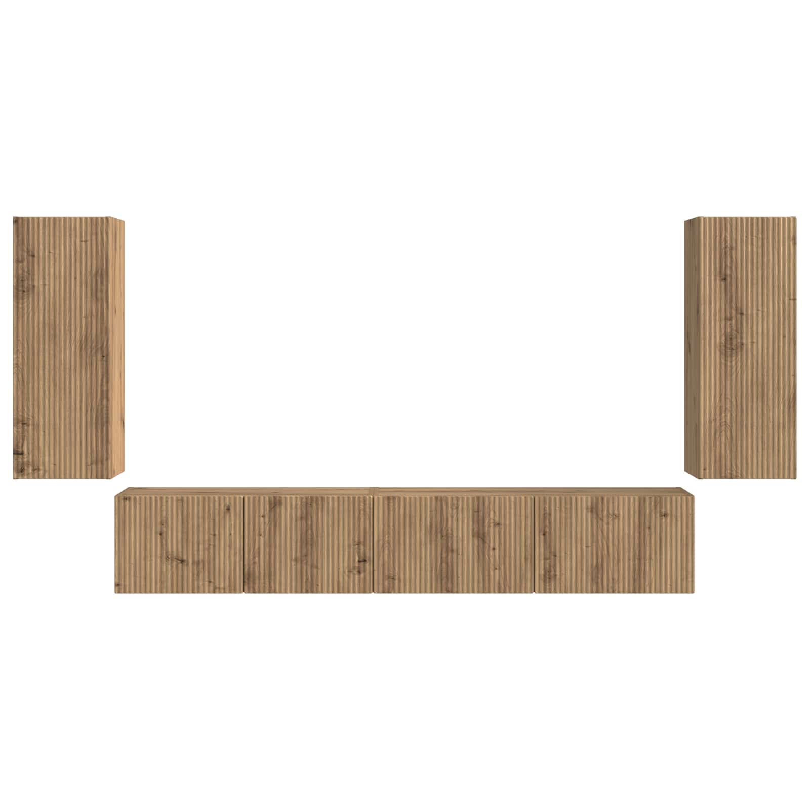 Σετ επίπλου τηλεόρασης 4 pcs Artisan Oak Επεξεργασμένο ξύλο